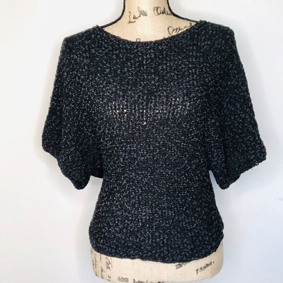 PROJECT Short Sleeve Scoop Neck Knit Sweater, Charcoal Gray - Picture 2 of 12